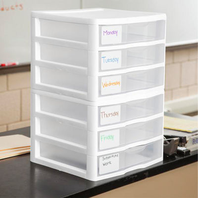 Sterilite Clear Plastic Stackable Small 3 Drawer Storage System, White, (12 Pack) - VMInnovations
