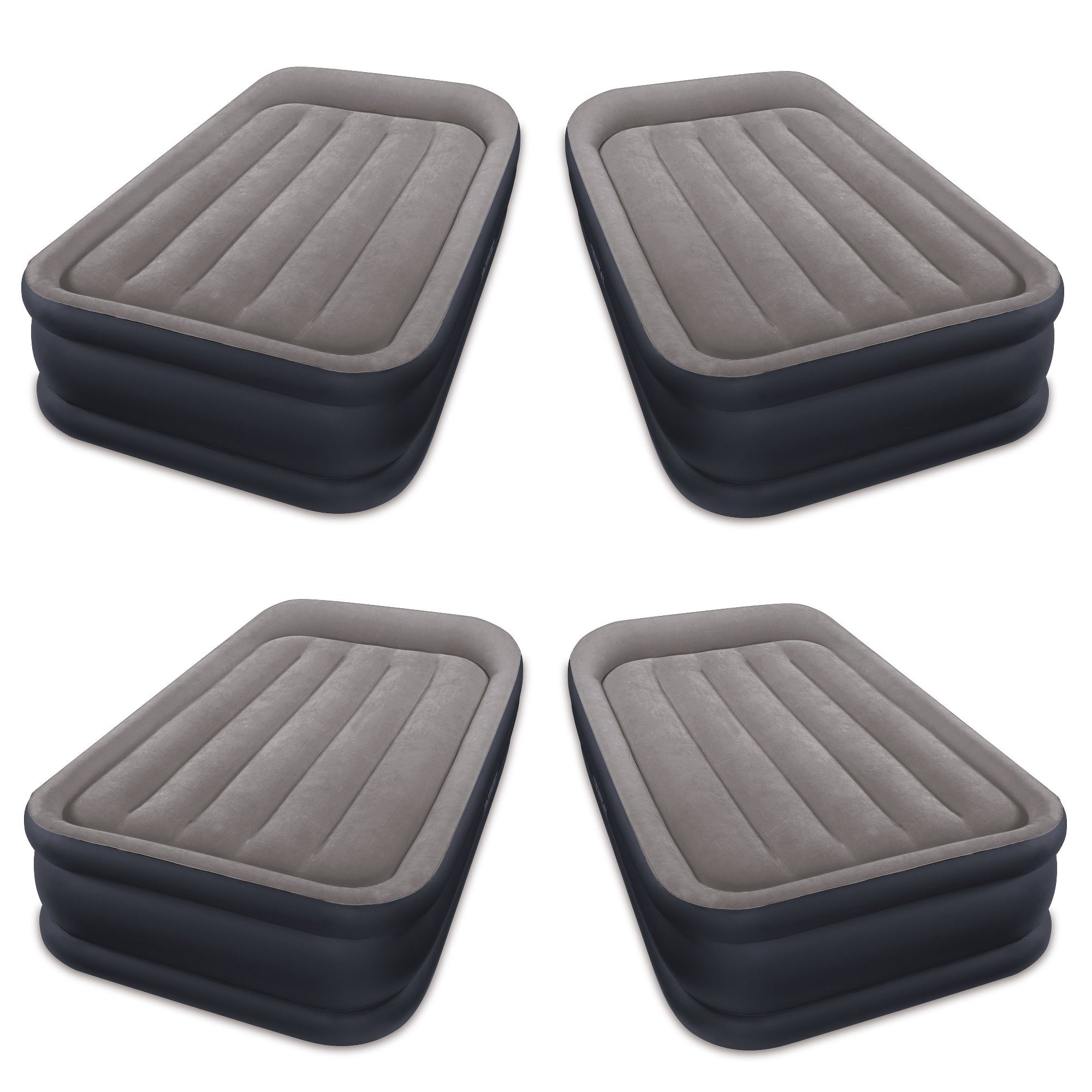 Intex Dura Beam Deluxe Pillow Rest Raised Airbed w/ Built in Pump, Twin (4 Pack) - VMInnovations
