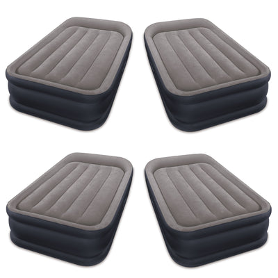 Intex Dura Beam Deluxe Pillow Rest Raised Airbed w/ Built in Pump, Twin (4 Pack) - VMInnovations