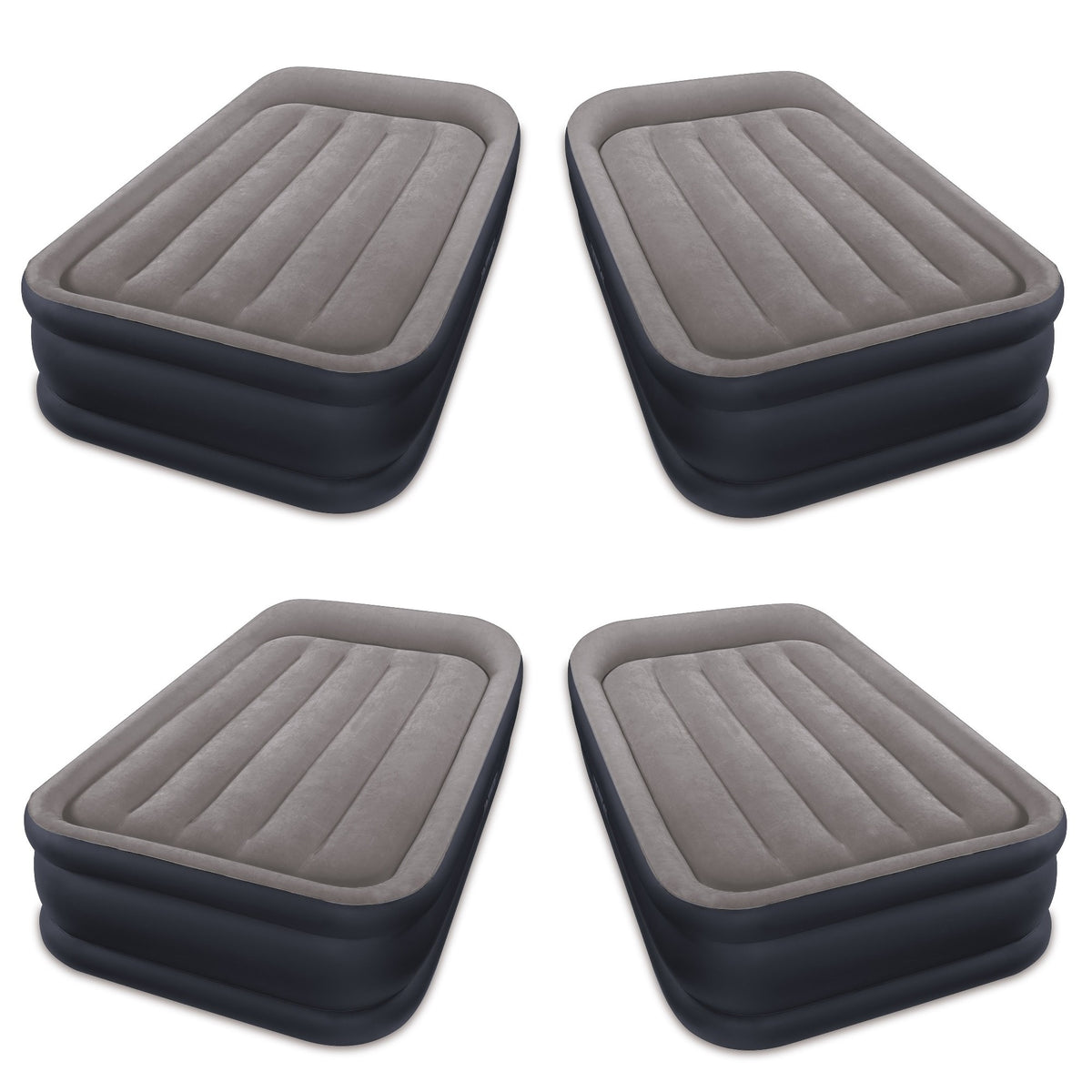 Intex Dura Beam Deluxe Pillow Rest Raised Airbed w/ Built in Pump, Twin (4 Pack) - VMInnovations