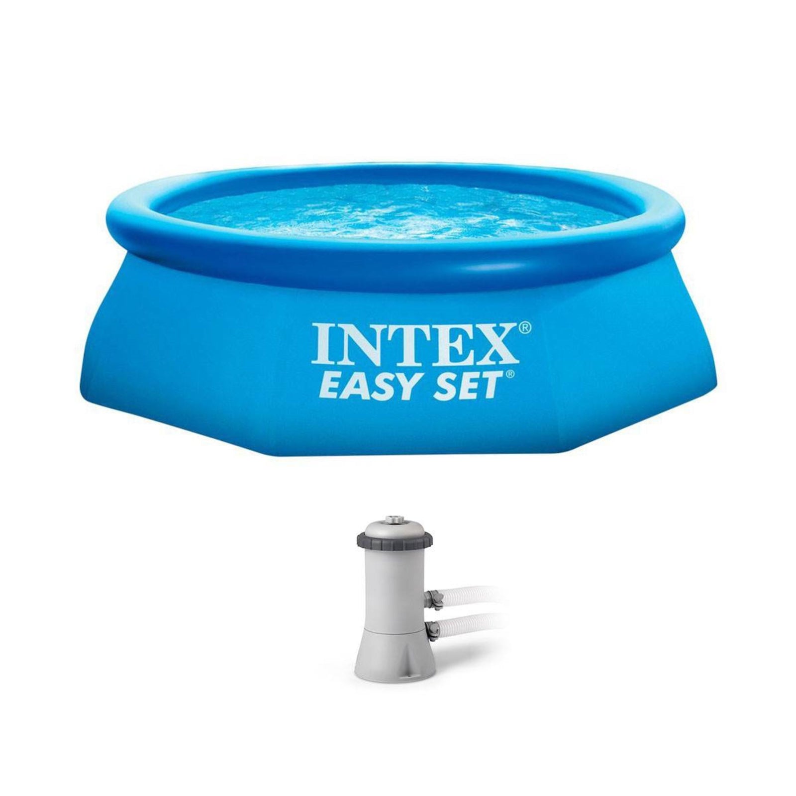 Intex 8ft x 30in Easy Set Inflatable Above Ground Polygonal Pool w/ Filter Pump - VMInnovations
