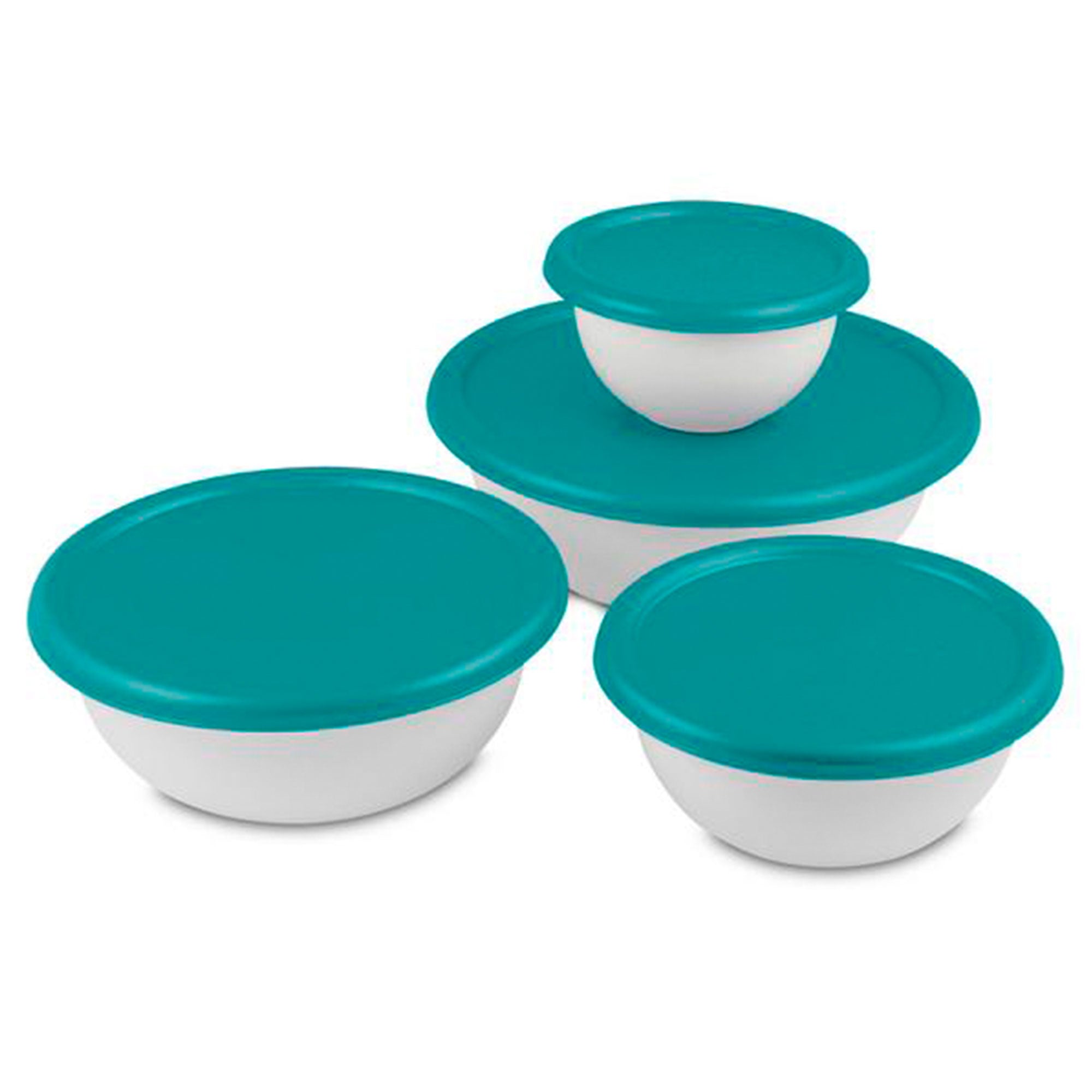 Sterilite 8-Piece Covered Bowl Set, 4 Plastic Bowls Ranging in Size, 6 Pack - VMInnovations