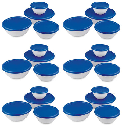 Sterilite 8-Piece Covered Bowl Set, 4 Plastic Bowls Ranging in Size, 6 Pack