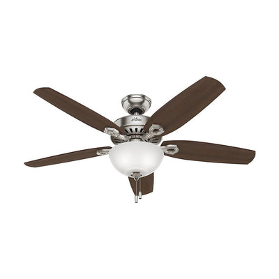 Hunter Builder Deluxe 52" Ceiling Fan w/ LED Light Pull Chain, Brushed Nickel