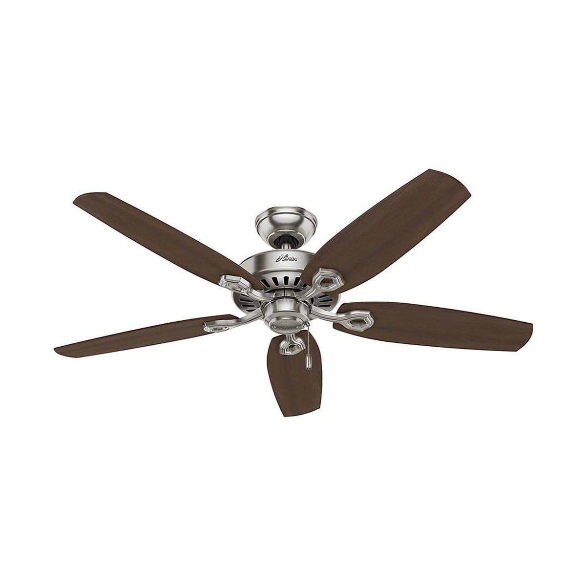Hunter Builder Deluxe 52" Ceiling Fan w/ LED Light Pull Chain, Brushed Nickel