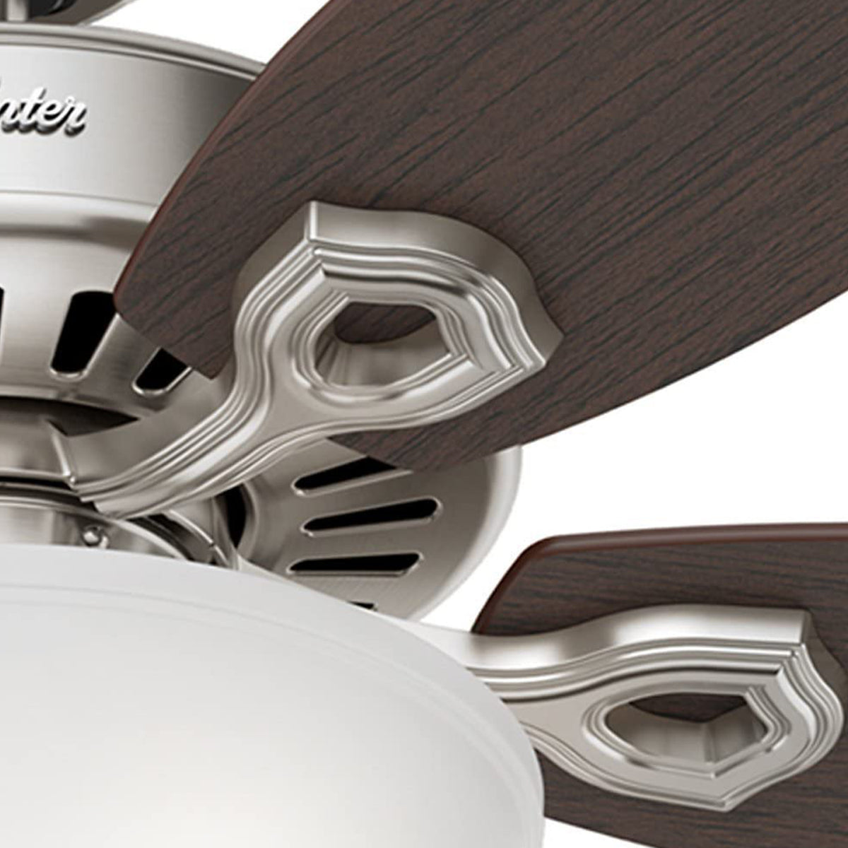 Hunter Builder Deluxe 52" Ceiling Fan w/ LED Light Pull Chain, Brushed Nickel