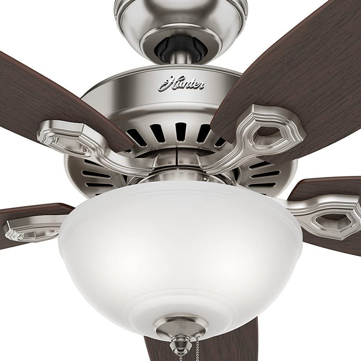 Hunter Builder Deluxe 52" Ceiling Fan w/ LED Light Pull Chain, Brushed Nickel
