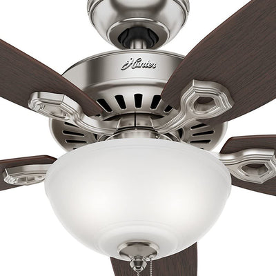 Hunter Builder Deluxe 52" Ceiling Fan w/ LED Light Pull Chain, Brushed Nickel