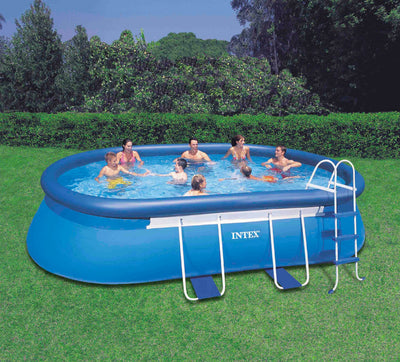 Intex 18' x 10' x 42" Oval Frame Swimming Set w/ 1000 GPH Filter Pump | 26191EH