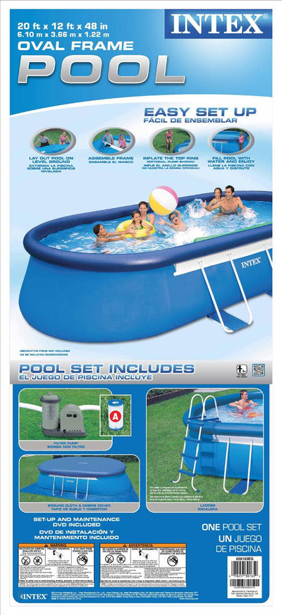 Intex 20ft x 48in Oval Frame Pool Set w/ 1500 GPH Filter Pump & V-TRAP Vac