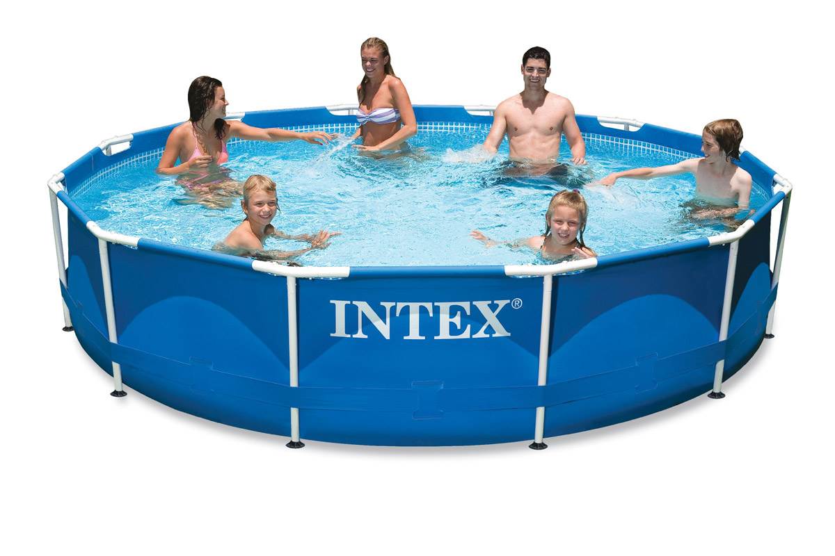 Intex 12ft x 30in Metal Frame Set Swimming Pool with Filter Pump & Skooba Vaccum