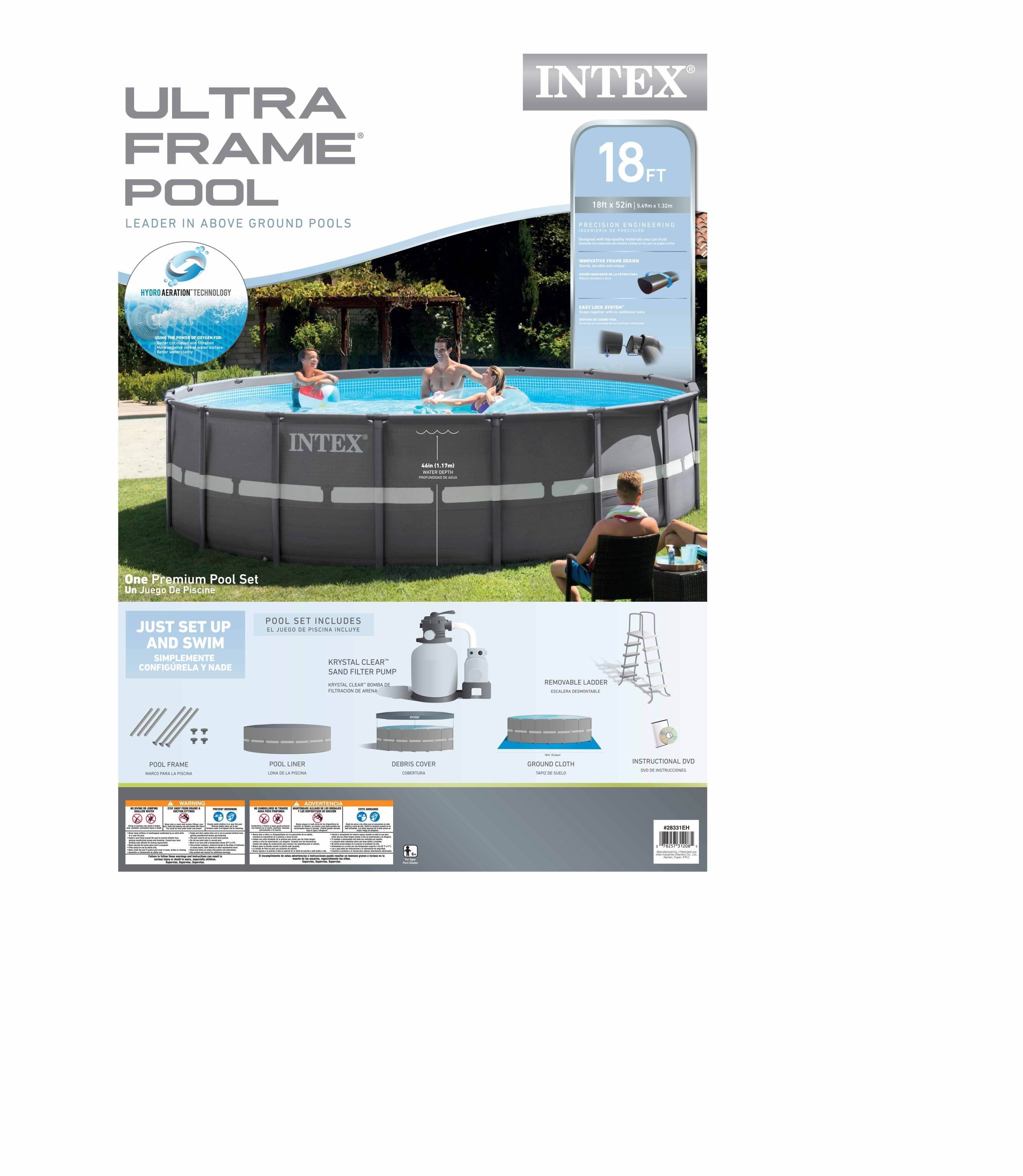 Intex 18ft x 52in Ultra Frame Pool Set w/ 2100 GPH Sand Filter Pump & V-Trap Vac