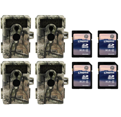 (4) MOULTRIE Game Spy M-990i No Glow Infrared Digital Game Cameras + SD Cards