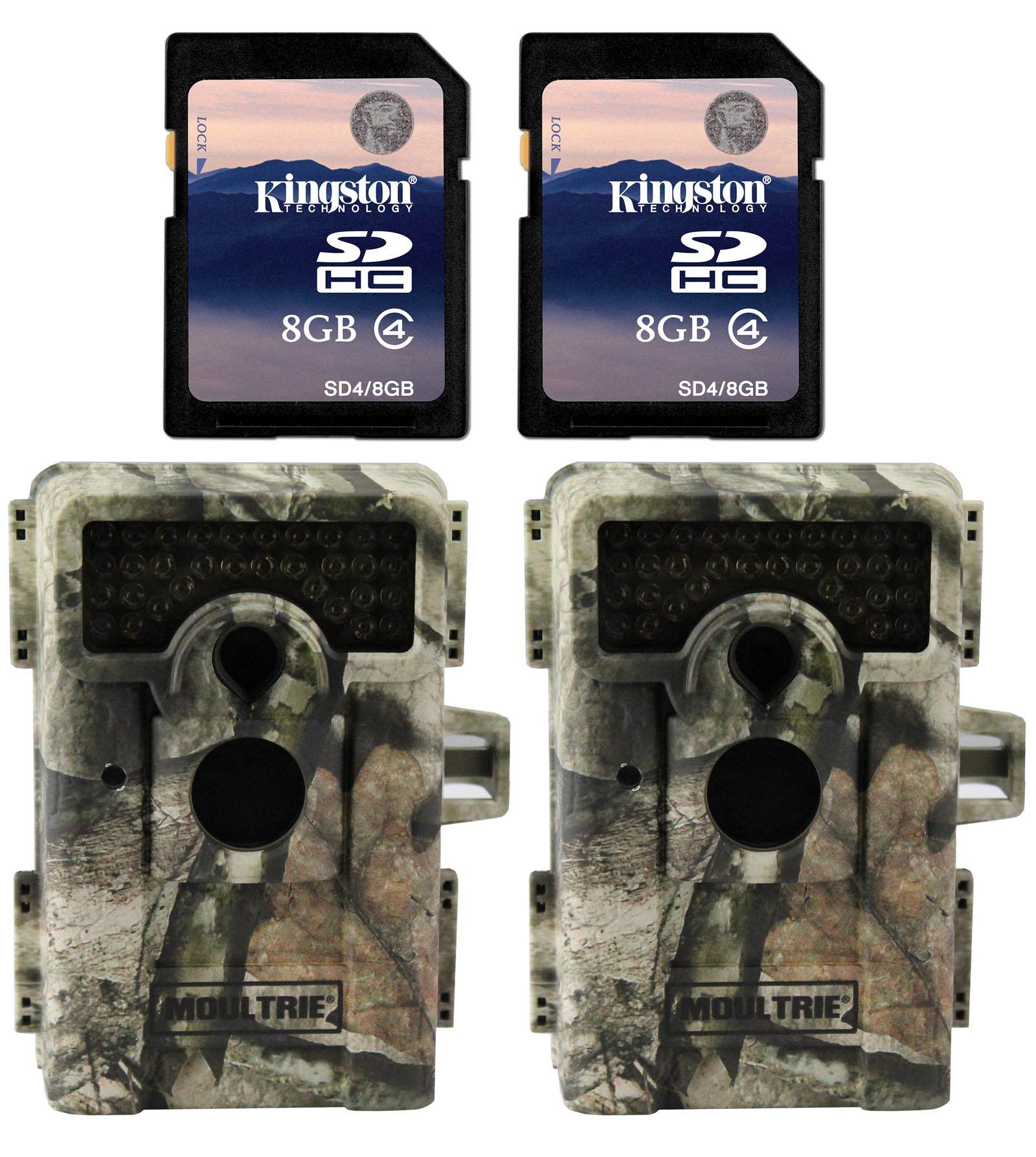 (2) MOULTRIE Game Spy M-990i No Glow Infrared Digital Game Cameras + SD Cards