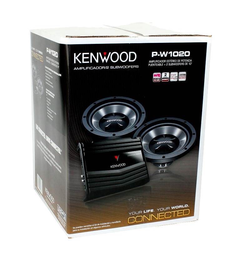 Kenwood KFC-W110S 10" 1400W Car Subwoofers + KAC-5207 400W Amp + Amp Kit
