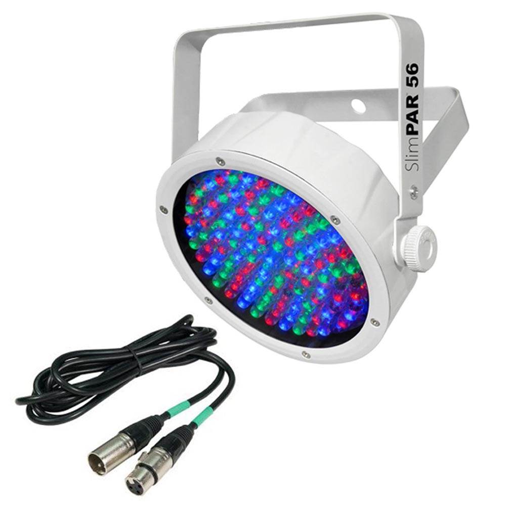 NEW CHAUVET SlimPar 56 LED DMX White Slim Par Can DJ Stage Light + 25' DMX Cable