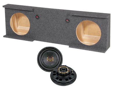 GMC Chevy Crew Cab 2007-2013 10" Sub Box + (2) Boss D10F 1600W Slim Subwoofers