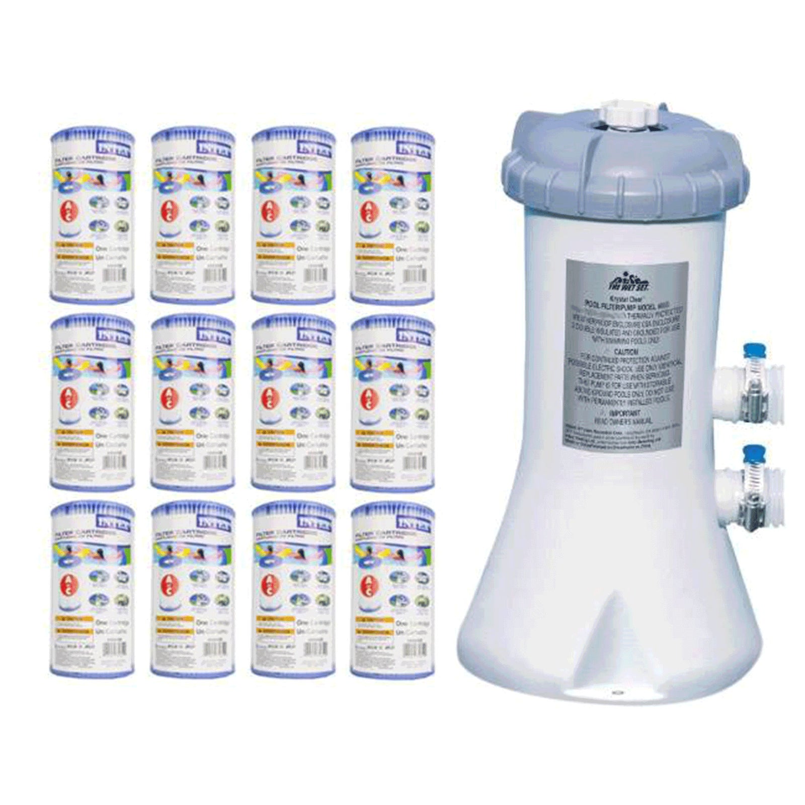 Intex 530 GPH Easy Set Pool Filter Pump w/ GFCI & 12 Type A Filter Cartridges - VMInnovations