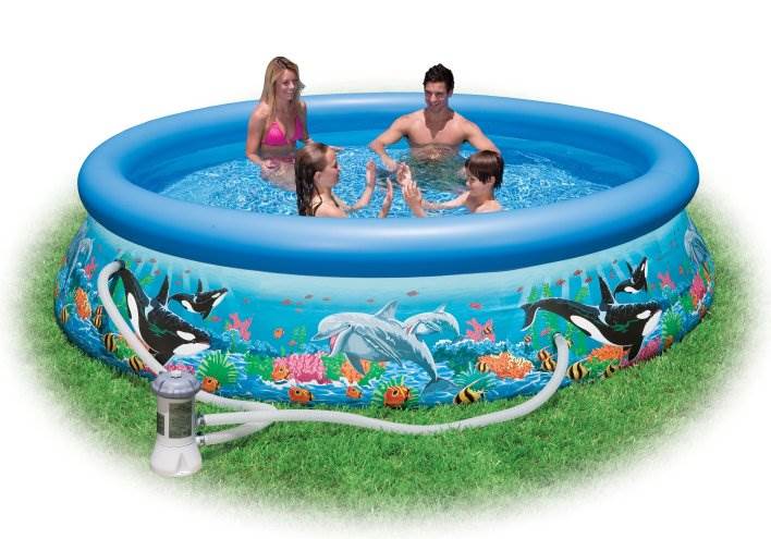 Intex 10'x30" Ocean Reef Easy Set Pool w/ Filtration Pump & 2 Filter Cartridges