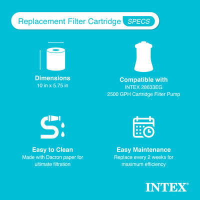 Intex Swimming Pool Easy Set Type B Replacement Filter Pump Cartridge (3 Pack) - VMInnovations