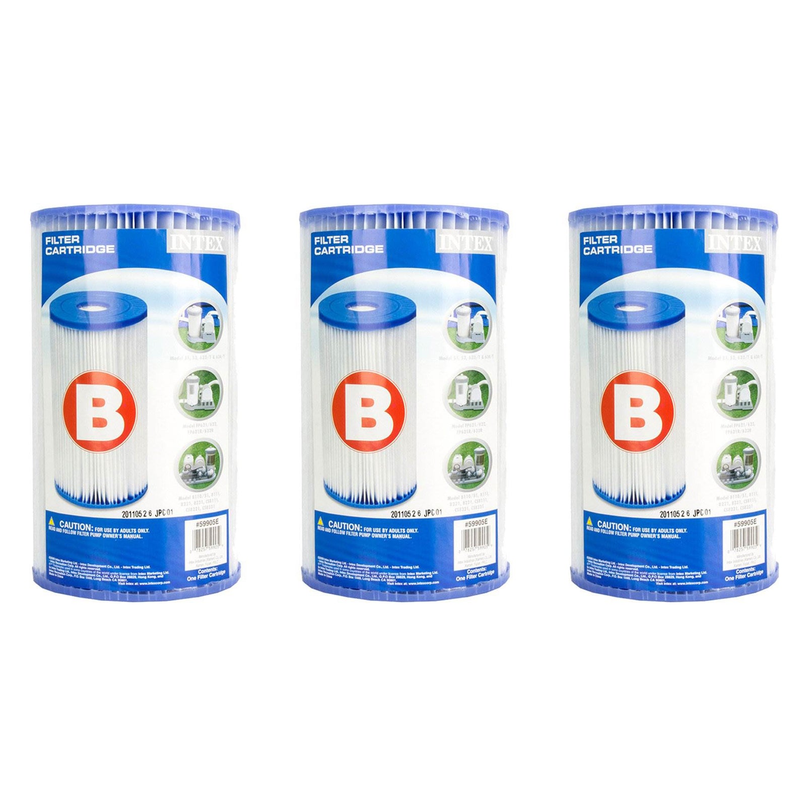 Intex Swimming Pool Easy Set Type B Replacement Filter Pump Cartridge (3 Pack) - VMInnovations