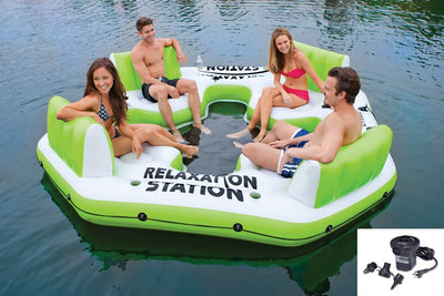 Intex Pacific Paradise Relaxation Station 4-Person Water Lounge And Air Pump - VMInnovations