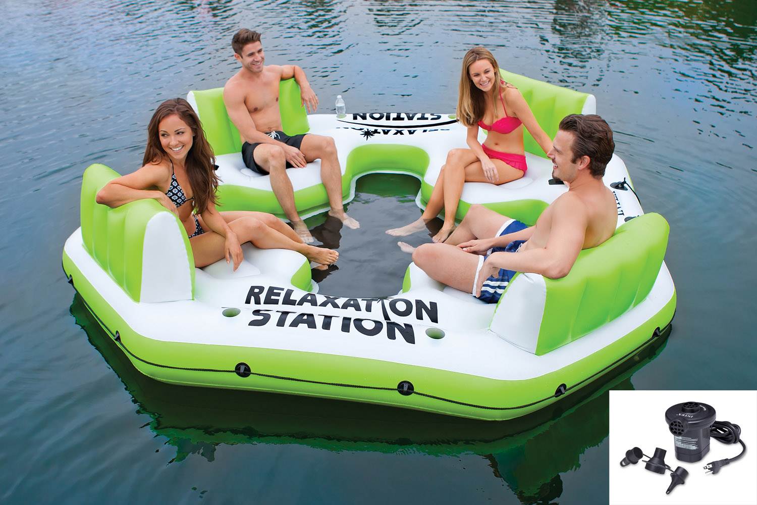 Intex Pacific Paradise Relaxation Station 4-Person Water Lounge And Air Pump