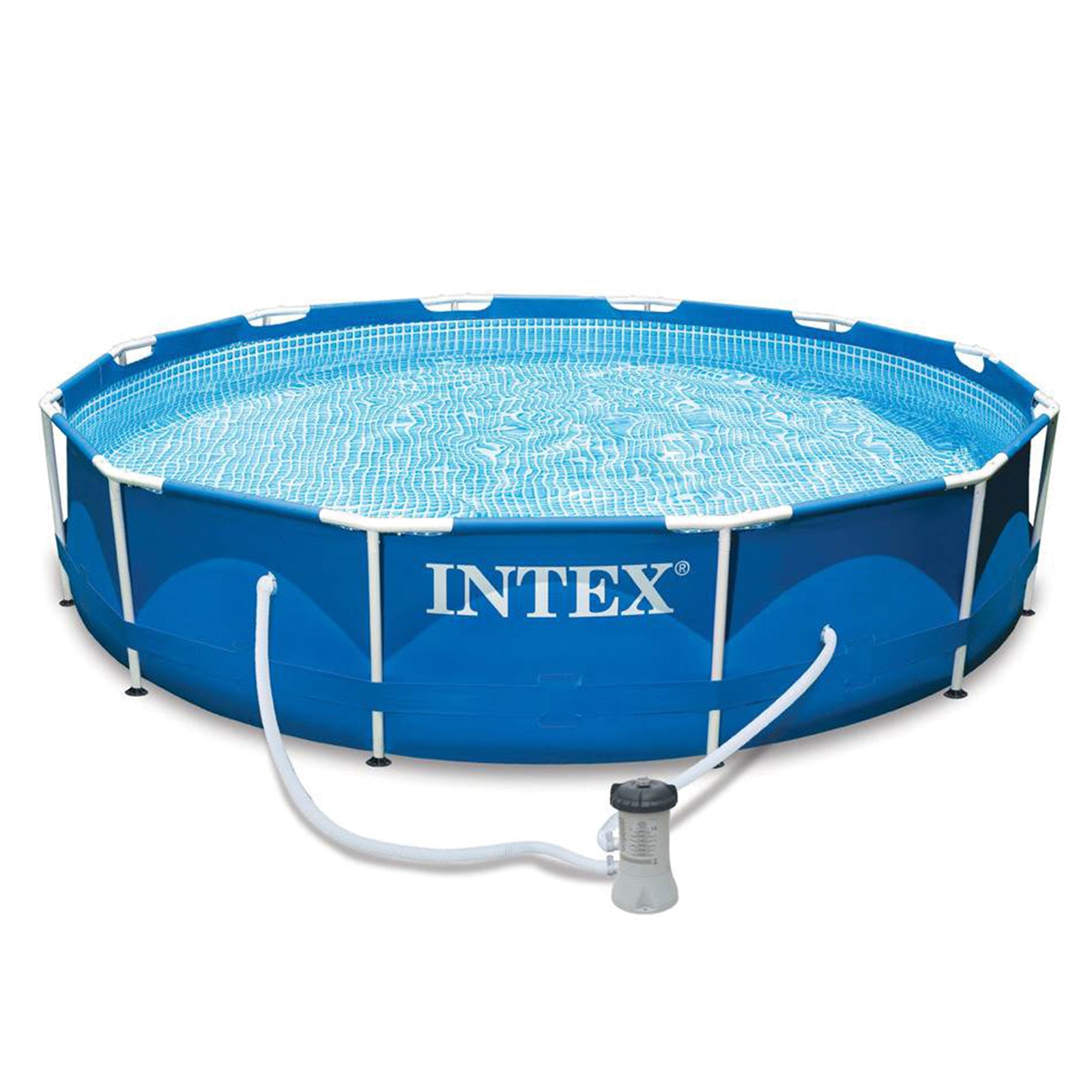 Intex Metal Frame 10' x 30" Swimming Pool with Filter Pump and Maintenance Kit - VMInnovations