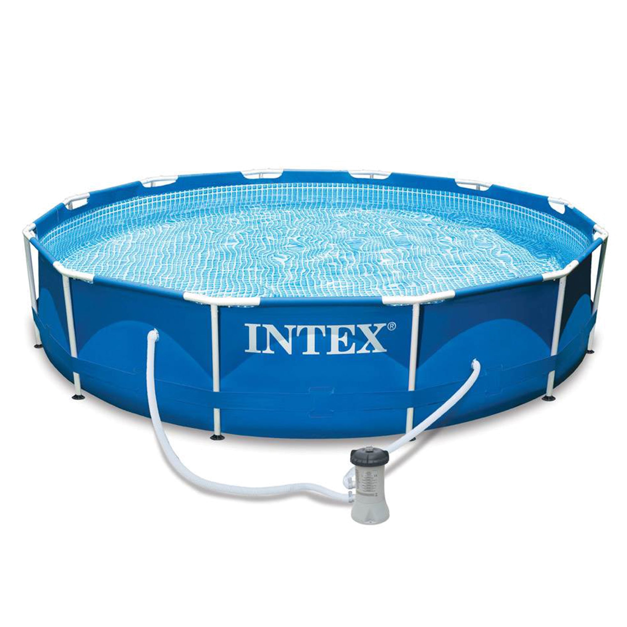 Intex Metal Frame 10' x 30" Swimming Pool with Filter Pump and Maintenance Kit - VMInnovations