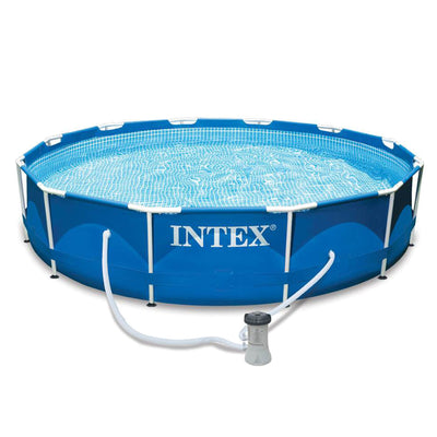 Intex Metal Frame 10' x 30" Swimming Pool with Filter Pump and Maintenance Kit - VMInnovations