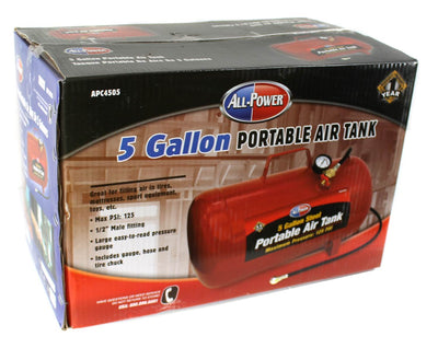 All Power 5 Gallon 125 PSI Portable Car/Truck Home Air Tank w/Gauge -Open Box