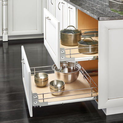 Rev-A-Shelf 5330-15BCSC-MP 15 Inch Single Cabinet Pull Out Basket w/ Soft Close
