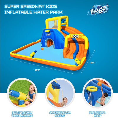 Bestway H2OGO! 18x16.5x8.7 Foot Speedway Kids Inflatable Water Park (For Parts)