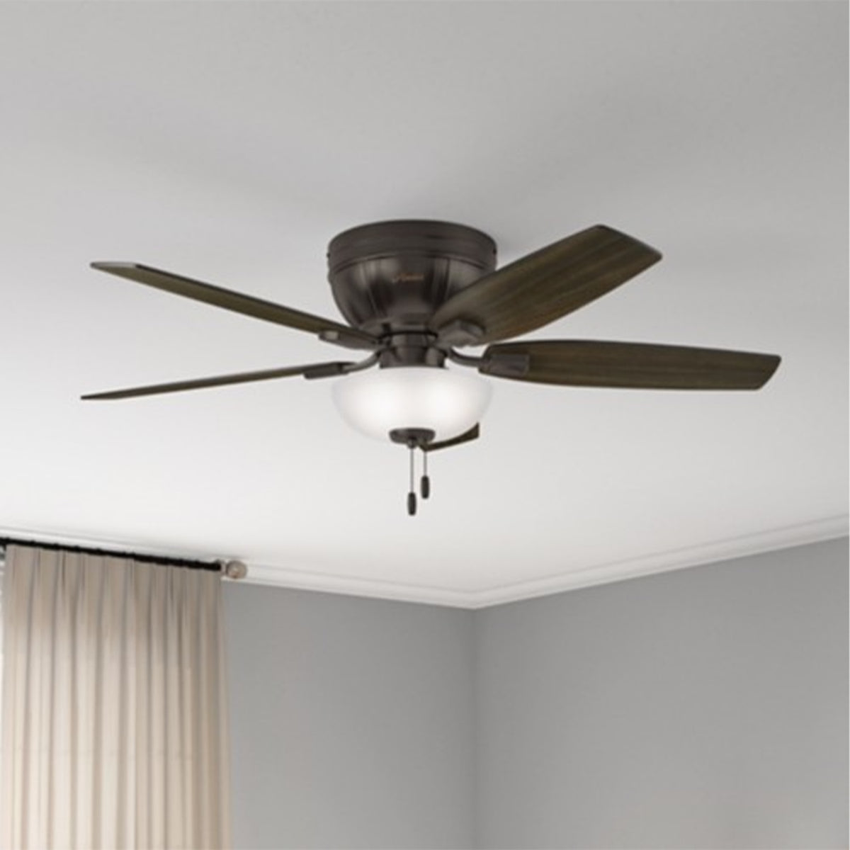 Hunter Kenbridge 52" Ceiling Fan with LED Lights and Pull Chain, Dark Walnut
