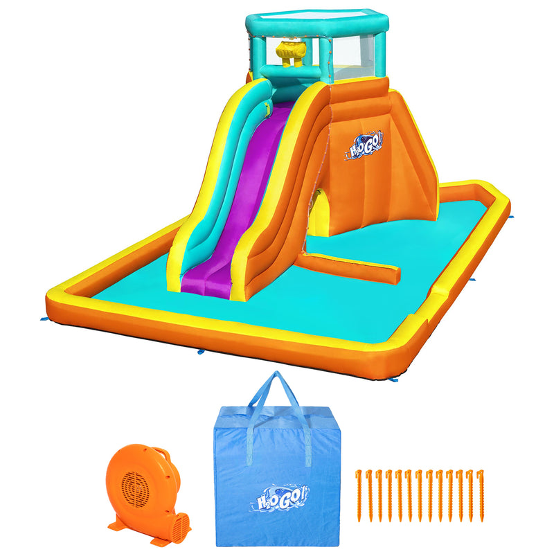 H2OGO! Tidal Tower Slide Yard Inflatable Mega Water Park with Air Blower (Used)