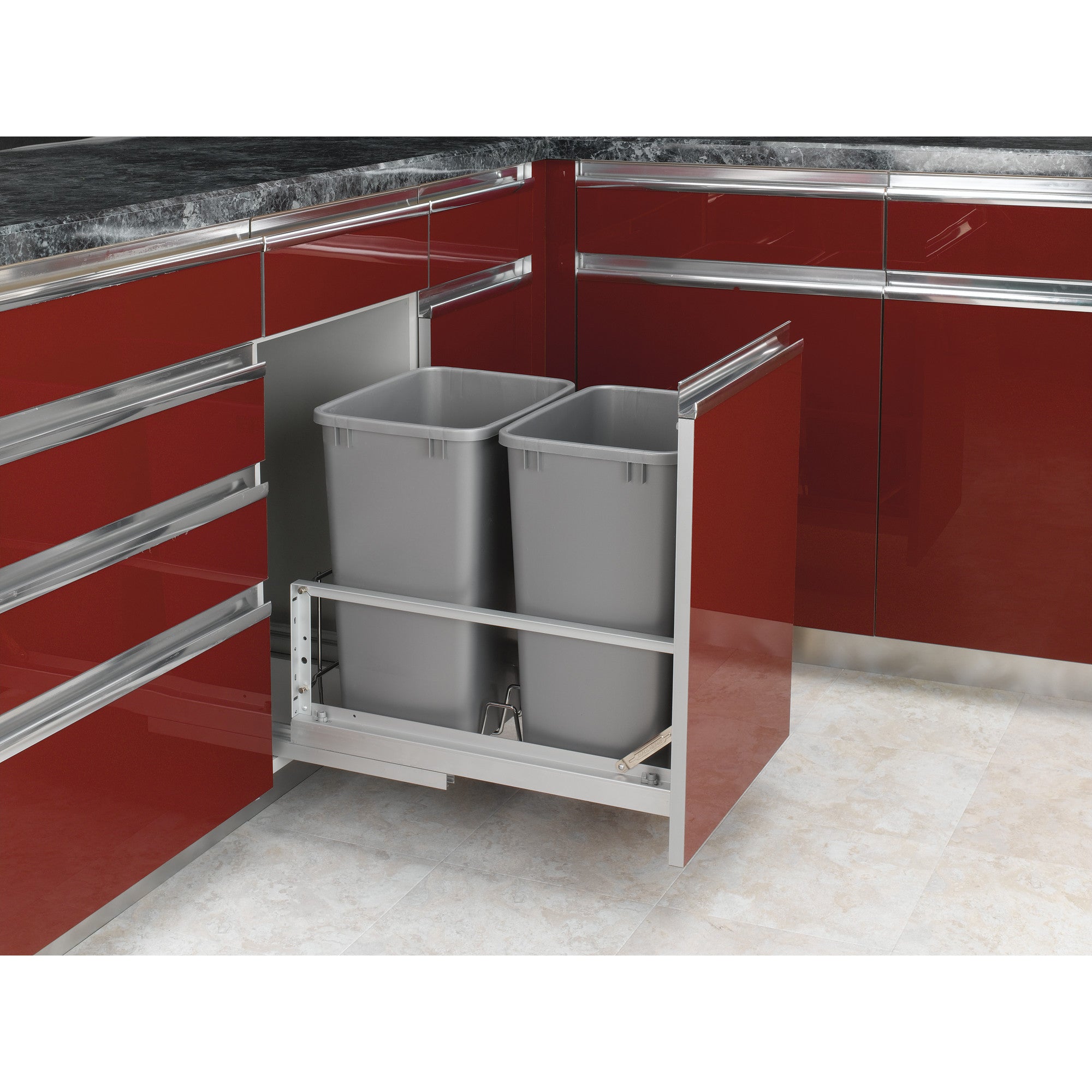 Rev-A-Shelf 5349-18DM-217 Double 35 Quart Pullout Waste Container (Open Box)