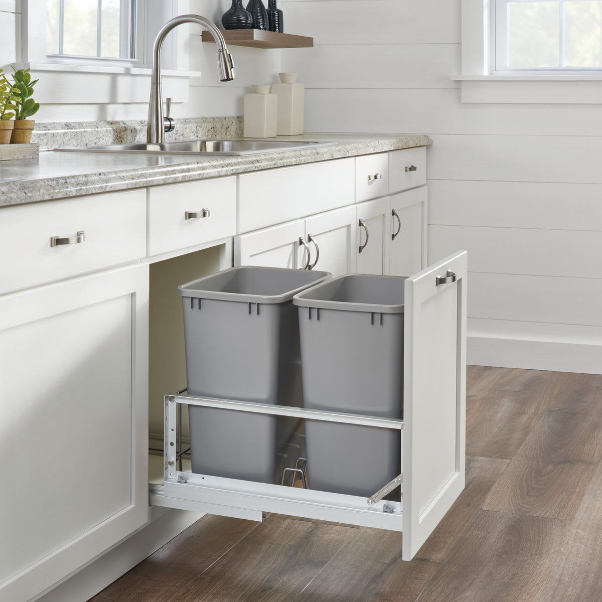 Rev-A-Shelf 5349-18DM-217 Double 35 Quart Pullout Waste Container (Open Box)