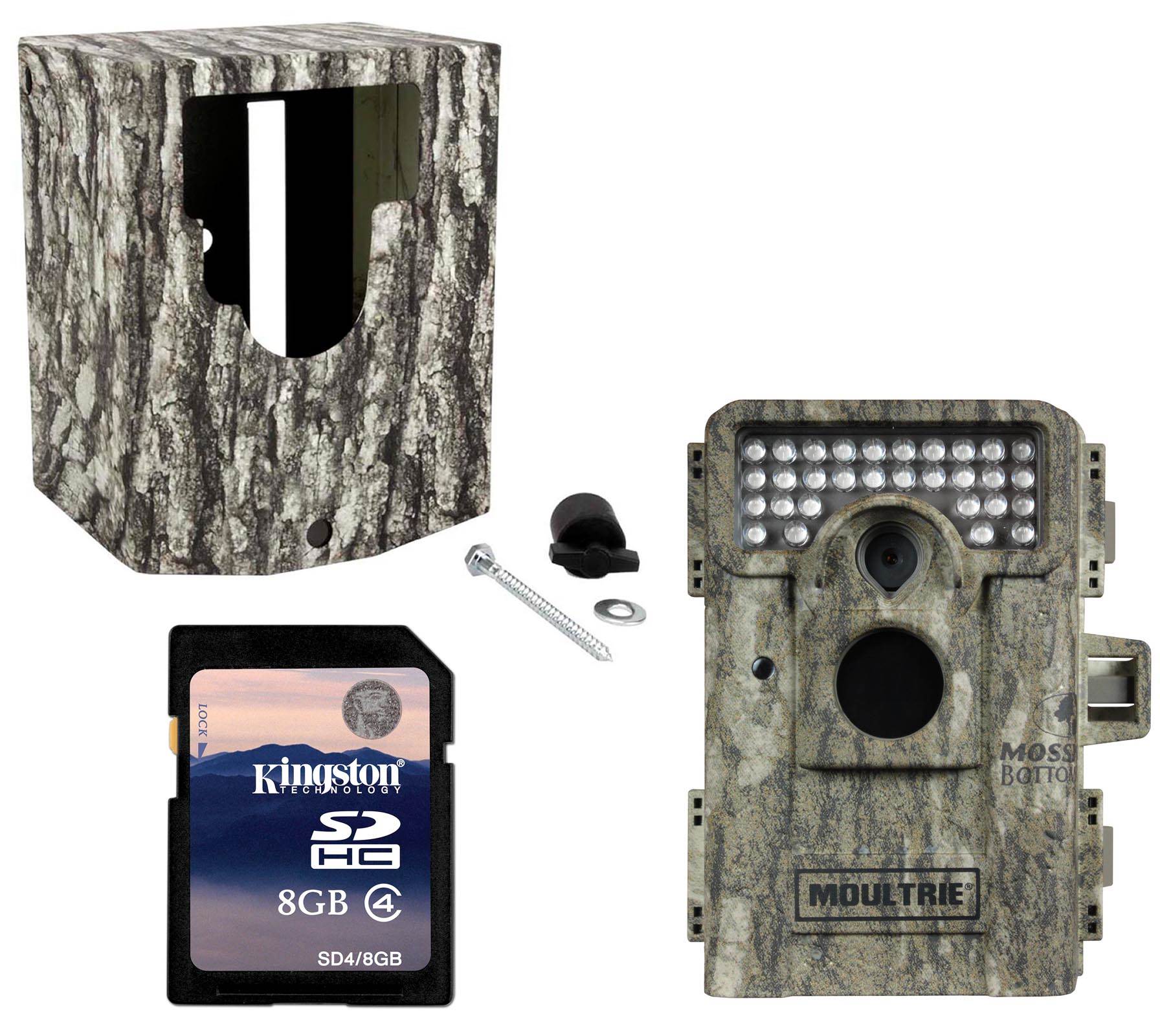 MOULTRIE Game Spy M-880 Low Glow Infrared Trail Camera + Security Box + SD Card