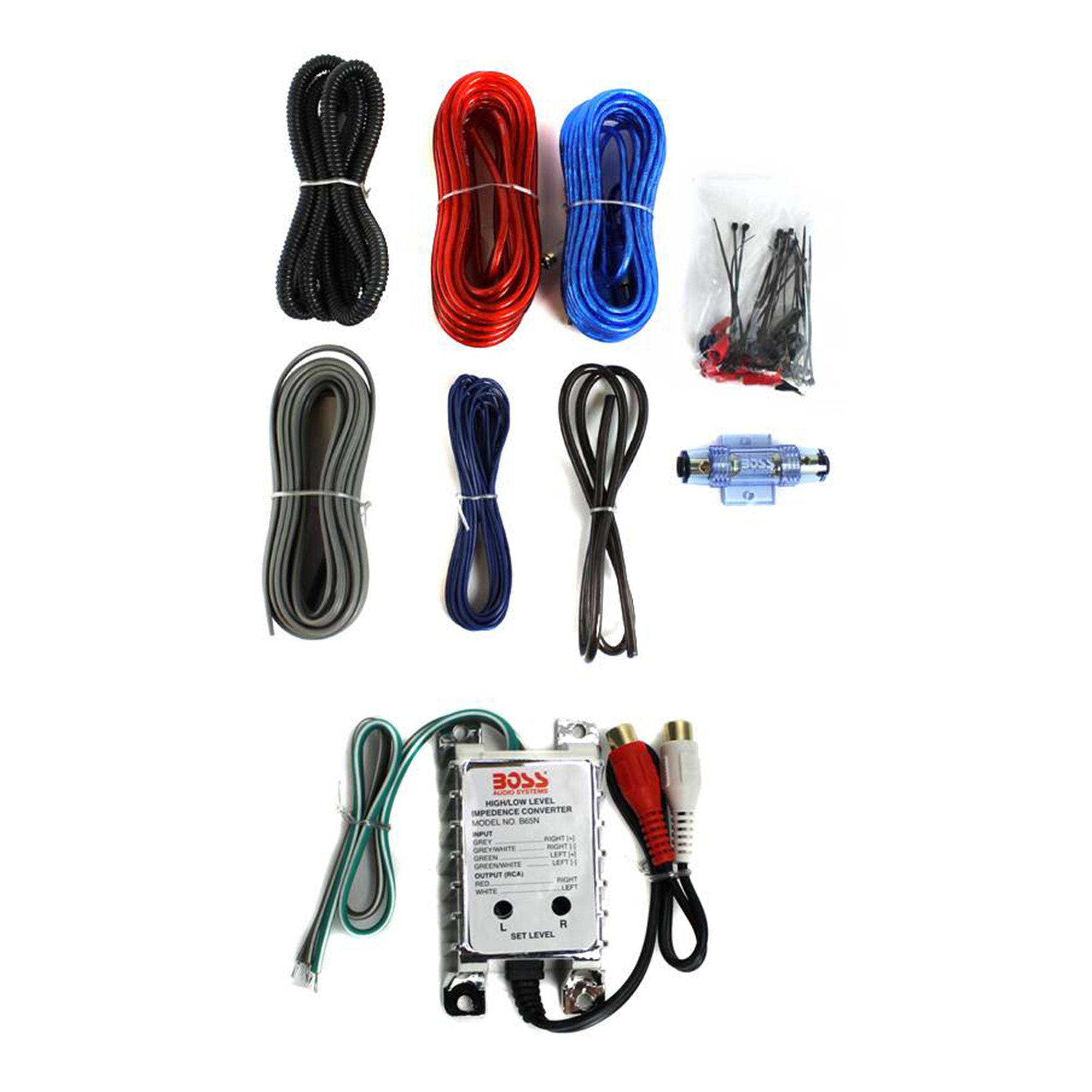 Boss B65N High Level to Low Level Converter + Soundstorm 8-Gauge Amp Wiring Kit