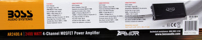 Boss AR2400.4 2400W 4-Ch Car Amplifier + Remote + 2.0 Farad Capacitor + Amp Kit