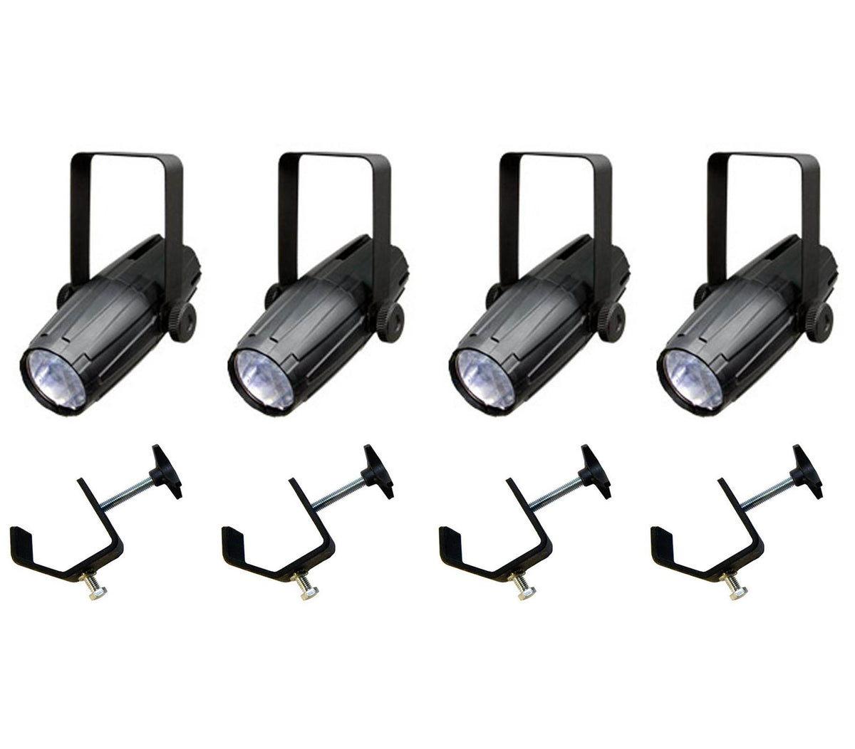 (4) CHAUVET LED PINSPOT 2 High-Powered 3W DJ Mirror Ball Spotlights w/ C-Clamps