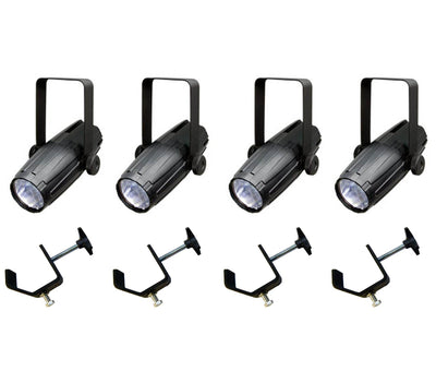 (4) CHAUVET LED PINSPOT 2 High-Powered 3W DJ Mirror Ball Spotlights w/ C-Clamps