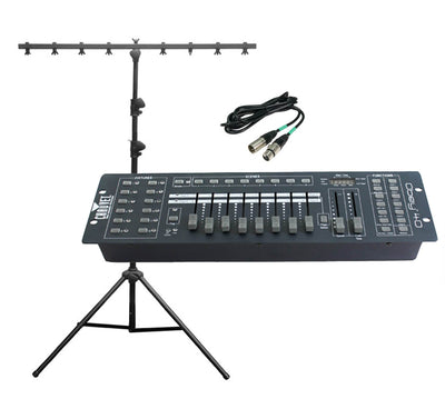CHAUVET OBEY 40 DMX Universal Light Controller + T Bar Tripod Stand + 25' Cable