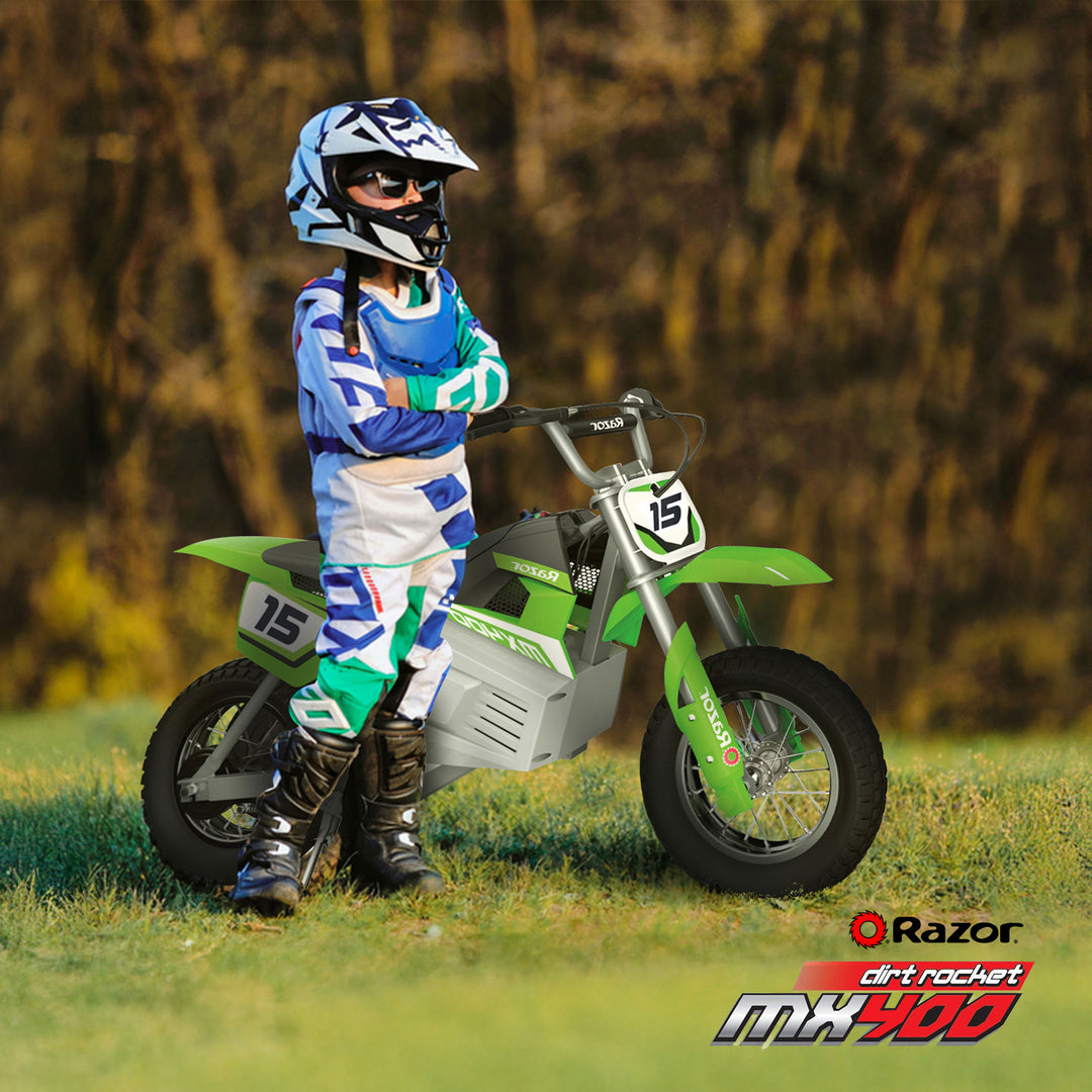 Razor MX400 Dirt Rocket 24V Electric Toy Motocross Motorcycle Dirt Bike, Green