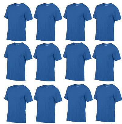 12) New Gildan Mens Large L Adult Performance Short Sleeve T-Shirt Blue