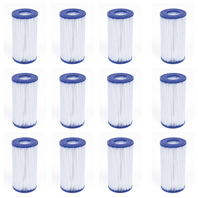 Bestway 58012 Filter Pump Cartridge Replacement 4.2"x8" Type III/A (12 Pack)