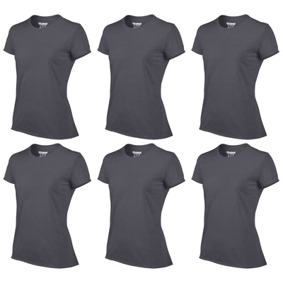 Gildan Missy Fit Womens X-Small Adult Short Sleeve T-Shirt, Charcoal (6 Pack) - VMInnovations