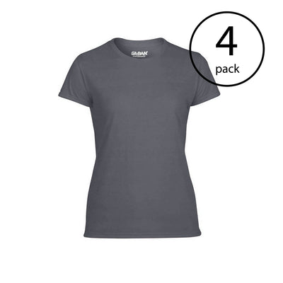 Gildan Missy Fit Womens X-Small Adult Short Sleeve T-Shirt, Charcoal (4 Pack) - VMInnovations