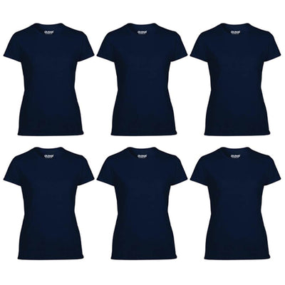 Gildan Missy Fit Women's Small Adult Short Sleeve T-Shirt, Navy (6 Pack) - VMInnovations