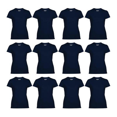 Gildan Missy Fit Women's Small Adult Short Sleeve T-Shirt, Navy (12 Pack) - VMInnovations